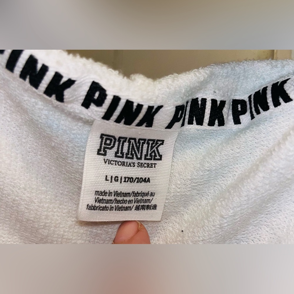 Victoria's Secret PINK          V-neck Blue and White Tie-Dye Hoodie - Picture 4 of 7